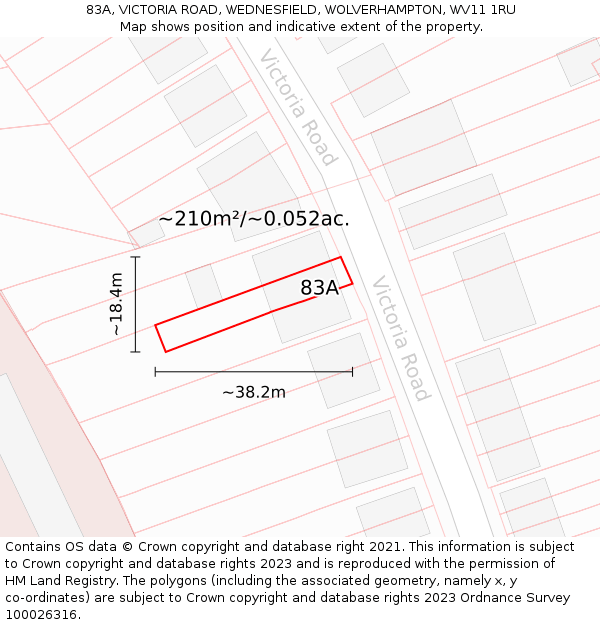 83A, VICTORIA ROAD, WEDNESFIELD, WOLVERHAMPTON, WV11 1RU: Plot and title map