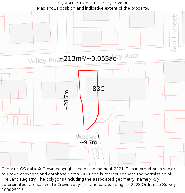 83C, VALLEY ROAD, PUDSEY, LS28 9EU: Plot and title map