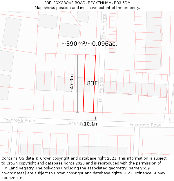 83F, FOXGROVE ROAD, BECKENHAM, BR3 5DA: Plot and title map