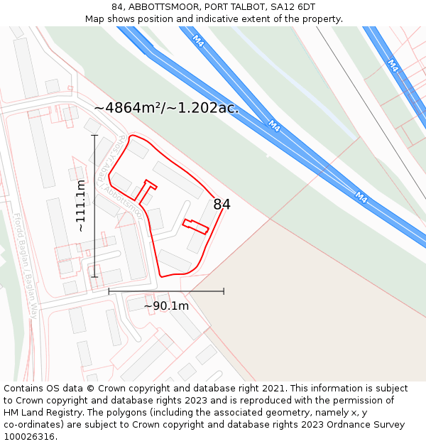 84, ABBOTTSMOOR, PORT TALBOT, SA12 6DT: Plot and title map