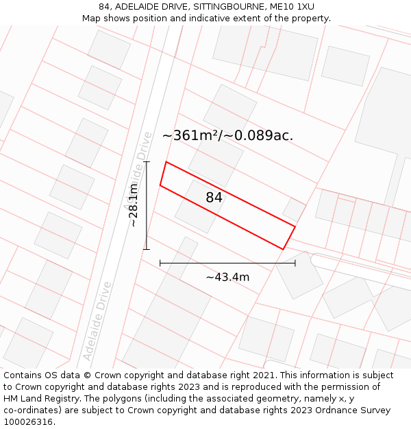 84, ADELAIDE DRIVE, SITTINGBOURNE, ME10 1XU: Plot and title map
