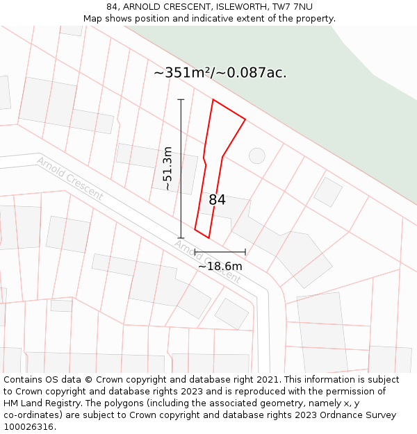 84, ARNOLD CRESCENT, ISLEWORTH, TW7 7NU: Plot and title map