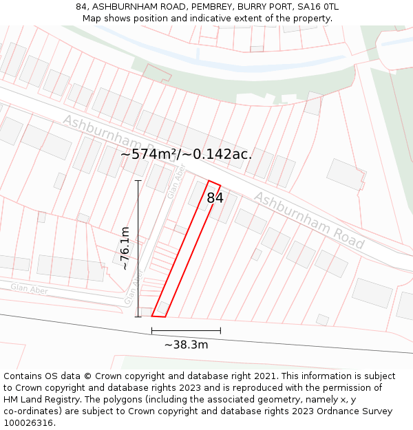 84, ASHBURNHAM ROAD, PEMBREY, BURRY PORT, SA16 0TL: Plot and title map