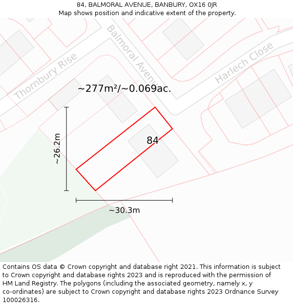84, BALMORAL AVENUE, BANBURY, OX16 0JR: Plot and title map