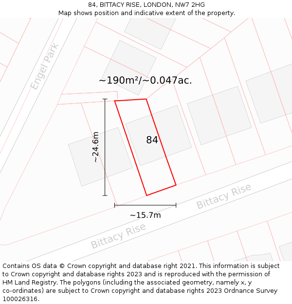 84, BITTACY RISE, LONDON, NW7 2HG: Plot and title map
