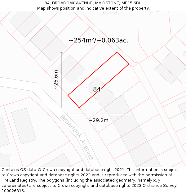 84, BROADOAK AVENUE, MAIDSTONE, ME15 6DH: Plot and title map