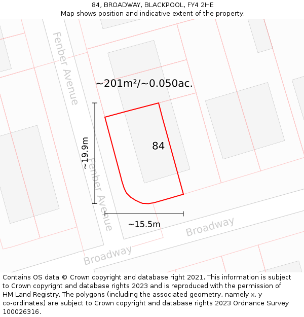 84, BROADWAY, BLACKPOOL, FY4 2HE: Plot and title map