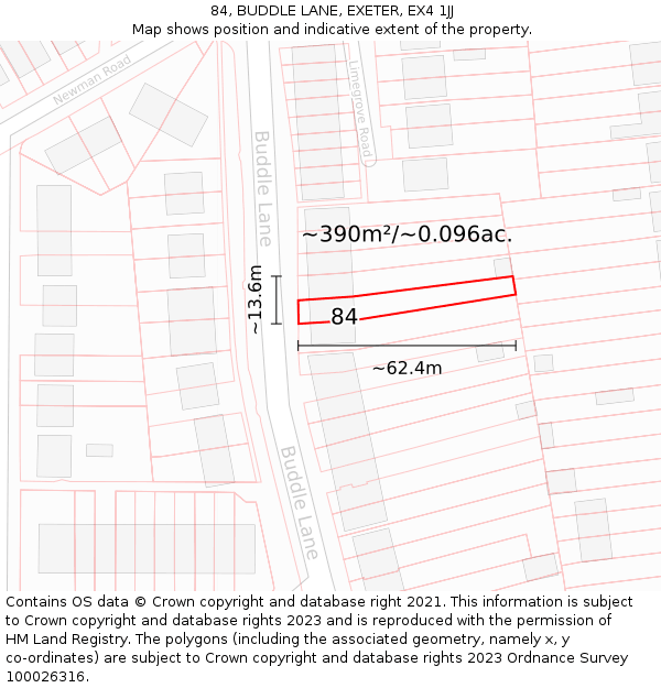 84, BUDDLE LANE, EXETER, EX4 1JJ: Plot and title map