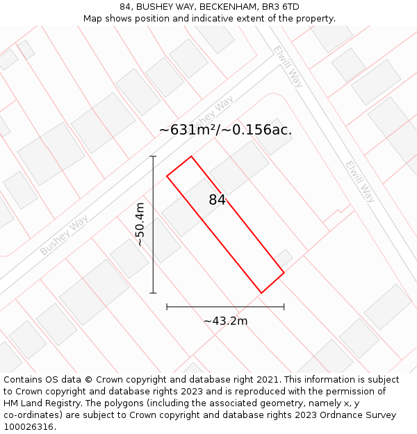 84, BUSHEY WAY, BECKENHAM, BR3 6TD: Plot and title map