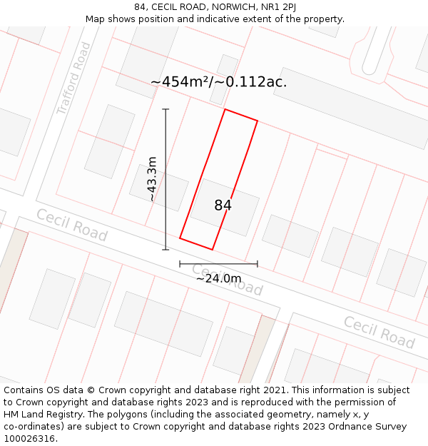84, CECIL ROAD, NORWICH, NR1 2PJ: Plot and title map