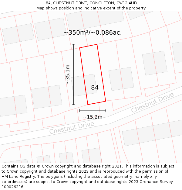 84, CHESTNUT DRIVE, CONGLETON, CW12 4UB: Plot and title map