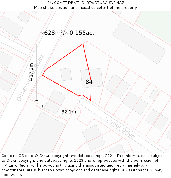 84, COMET DRIVE, SHREWSBURY, SY1 4AZ: Plot and title map