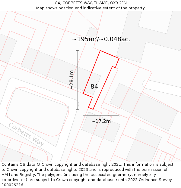 84, CORBETTS WAY, THAME, OX9 2FN: Plot and title map