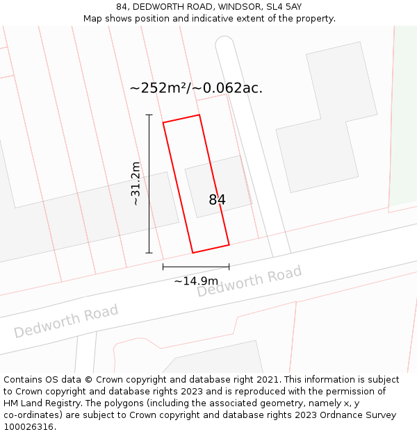 84, DEDWORTH ROAD, WINDSOR, SL4 5AY: Plot and title map