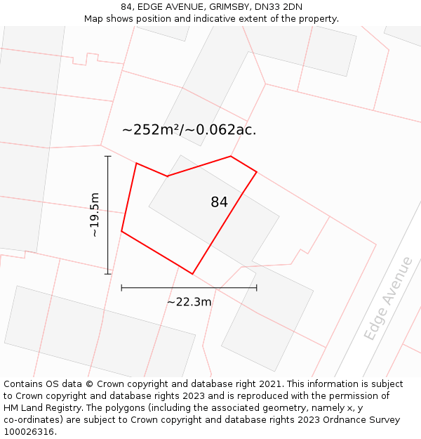 84, EDGE AVENUE, GRIMSBY, DN33 2DN: Plot and title map