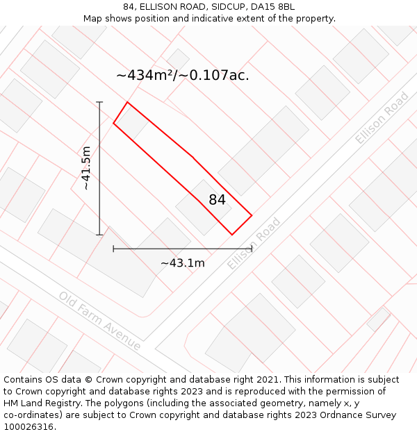 84, ELLISON ROAD, SIDCUP, DA15 8BL: Plot and title map