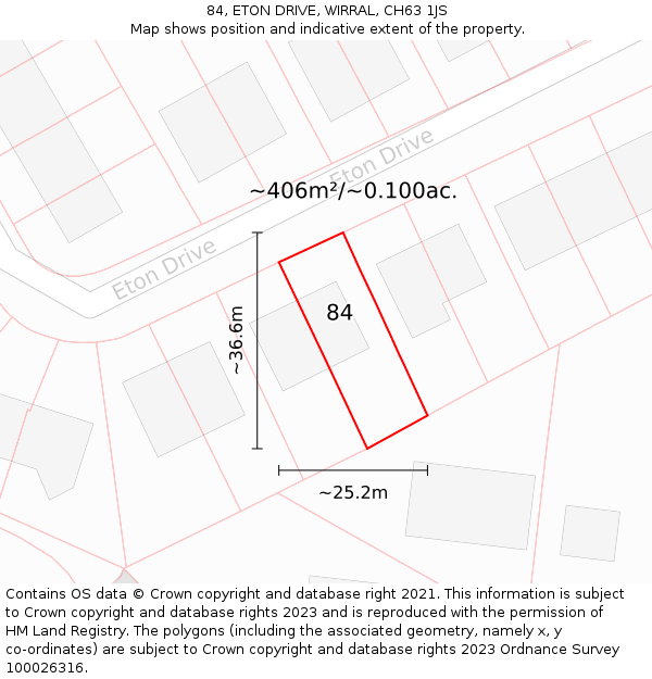 84, ETON DRIVE, WIRRAL, CH63 1JS: Plot and title map