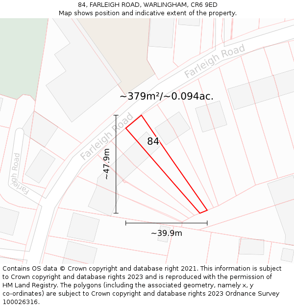 84, FARLEIGH ROAD, WARLINGHAM, CR6 9ED: Plot and title map