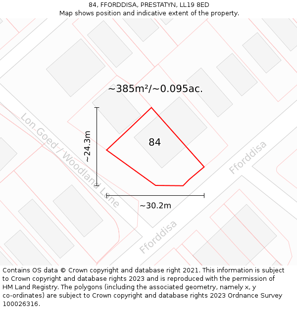 84, FFORDDISA, PRESTATYN, LL19 8ED: Plot and title map
