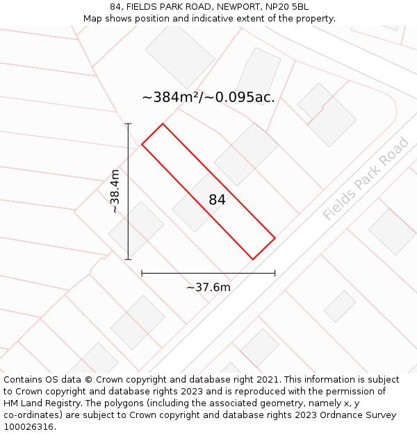 84, FIELDS PARK ROAD, NEWPORT, NP20 5BL: Plot and title map
