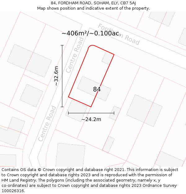84, FORDHAM ROAD, SOHAM, ELY, CB7 5AJ: Plot and title map