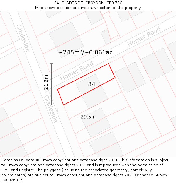 84, GLADESIDE, CROYDON, CR0 7RG: Plot and title map