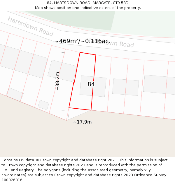 84, HARTSDOWN ROAD, MARGATE, CT9 5RD: Plot and title map
