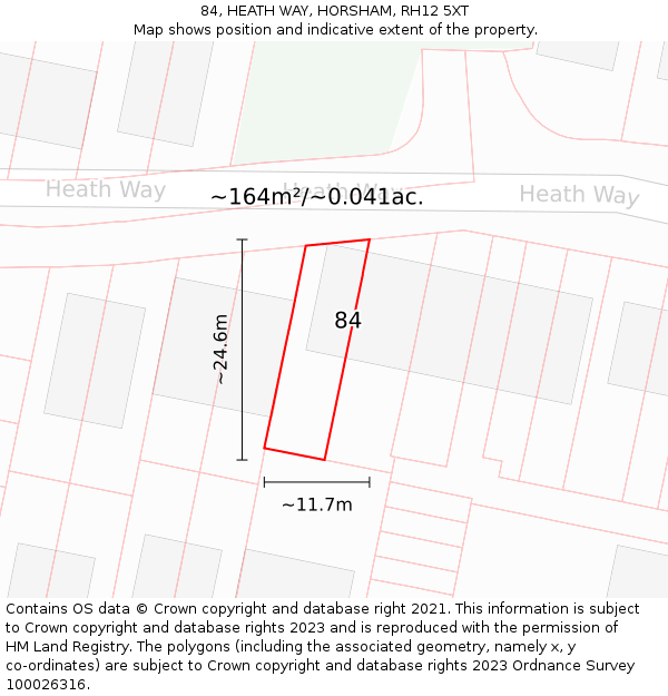 84, HEATH WAY, HORSHAM, RH12 5XT: Plot and title map