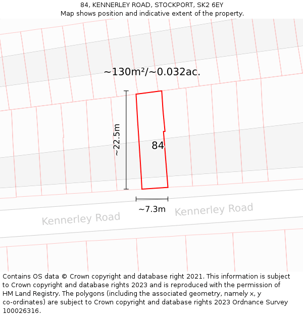 84, KENNERLEY ROAD, STOCKPORT, SK2 6EY: Plot and title map