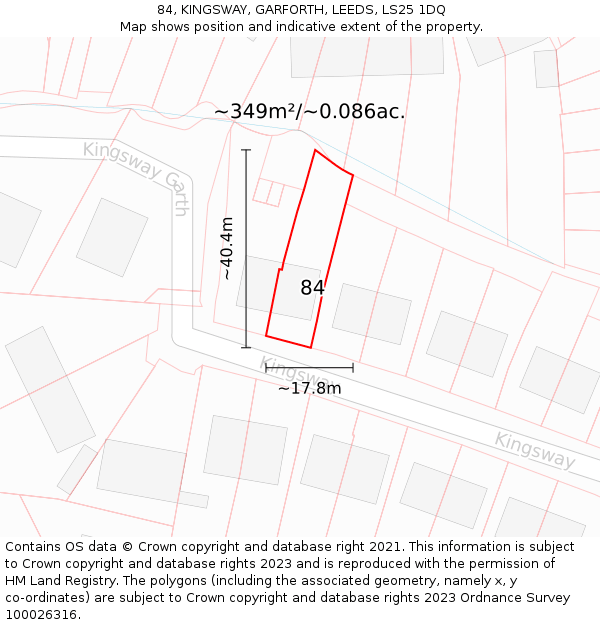 84, KINGSWAY, GARFORTH, LEEDS, LS25 1DQ: Plot and title map