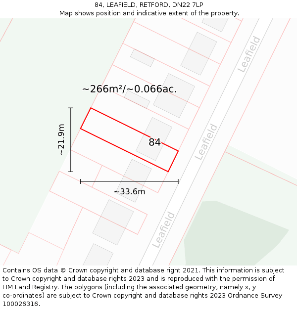 84, LEAFIELD, RETFORD, DN22 7LP: Plot and title map