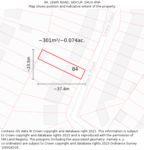 84, LEWIS ROAD, SIDCUP, DA14 4NA: Plot and title map