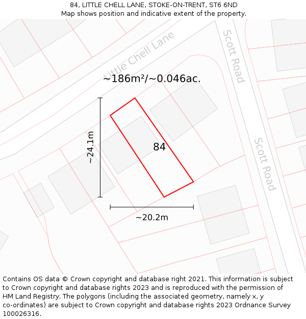 84, LITTLE CHELL LANE, STOKE-ON-TRENT, ST6 6ND: Plot and title map