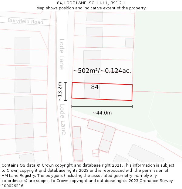 84, LODE LANE, SOLIHULL, B91 2HJ: Plot and title map