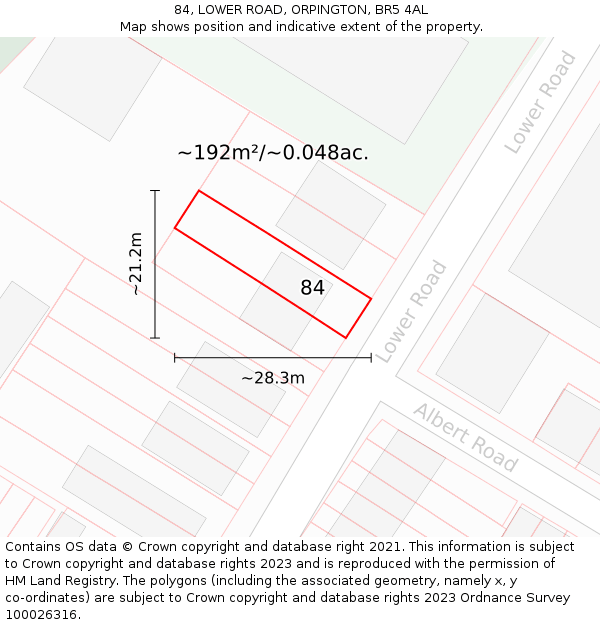 84, LOWER ROAD, ORPINGTON, BR5 4AL: Plot and title map