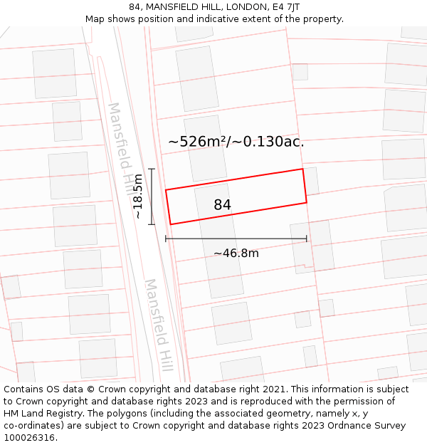 84, MANSFIELD HILL, LONDON, E4 7JT: Plot and title map