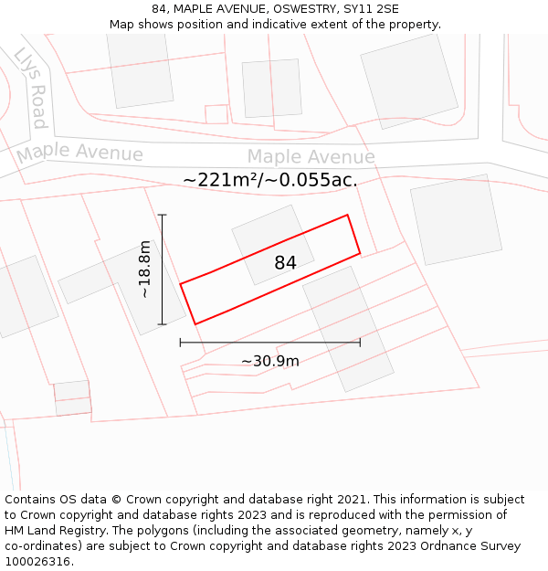 84, MAPLE AVENUE, OSWESTRY, SY11 2SE: Plot and title map