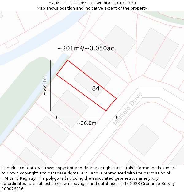 84, MILLFIELD DRIVE, COWBRIDGE, CF71 7BR: Plot and title map