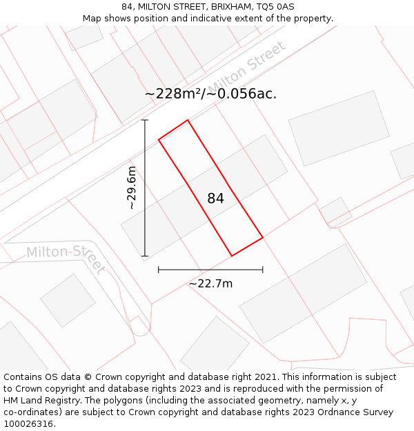 84, MILTON STREET, BRIXHAM, TQ5 0AS: Plot and title map