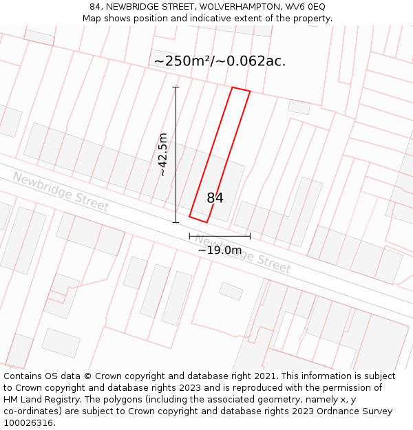 84, NEWBRIDGE STREET, WOLVERHAMPTON, WV6 0EQ: Plot and title map