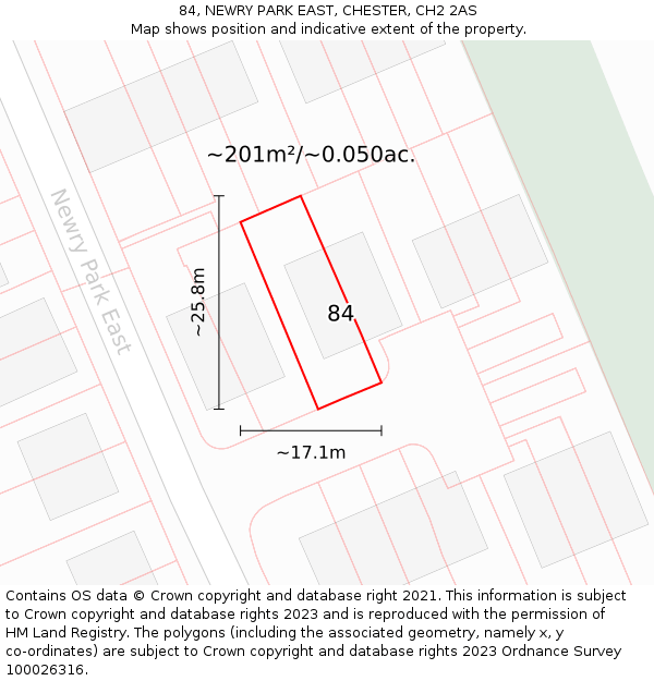84, NEWRY PARK EAST, CHESTER, CH2 2AS: Plot and title map