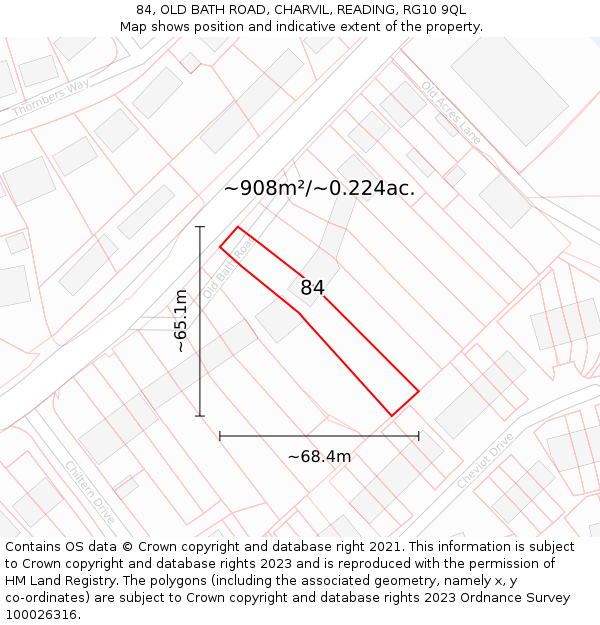 84, OLD BATH ROAD, CHARVIL, READING, RG10 9QL: Plot and title map