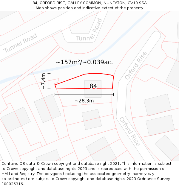84, ORFORD RISE, GALLEY COMMON, NUNEATON, CV10 9SA: Plot and title map