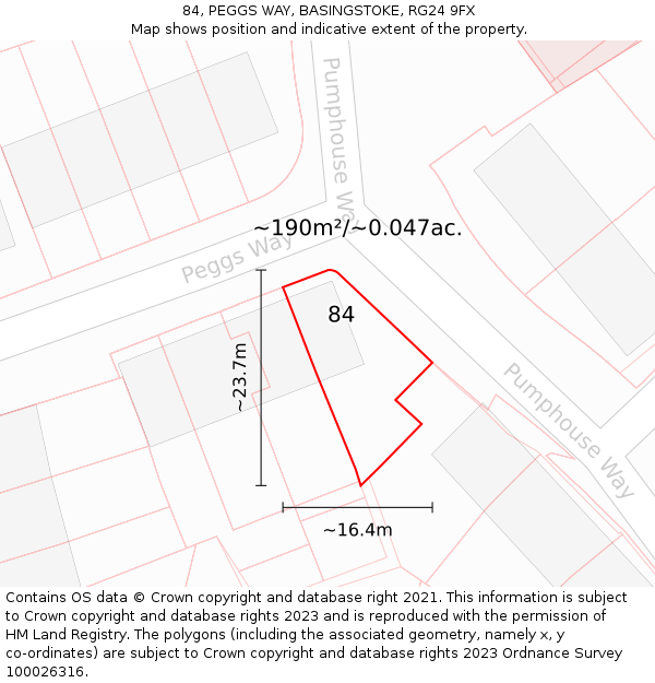 84, PEGGS WAY, BASINGSTOKE, RG24 9FX: Plot and title map