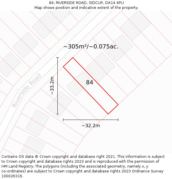 84, RIVERSIDE ROAD, SIDCUP, DA14 4PU: Plot and title map