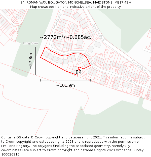 84, ROMAN WAY, BOUGHTON MONCHELSEA, MAIDSTONE, ME17 4SH: Plot and title map