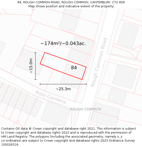 84, ROUGH COMMON ROAD, ROUGH COMMON, CANTERBURY, CT2 9DE: Plot and title map