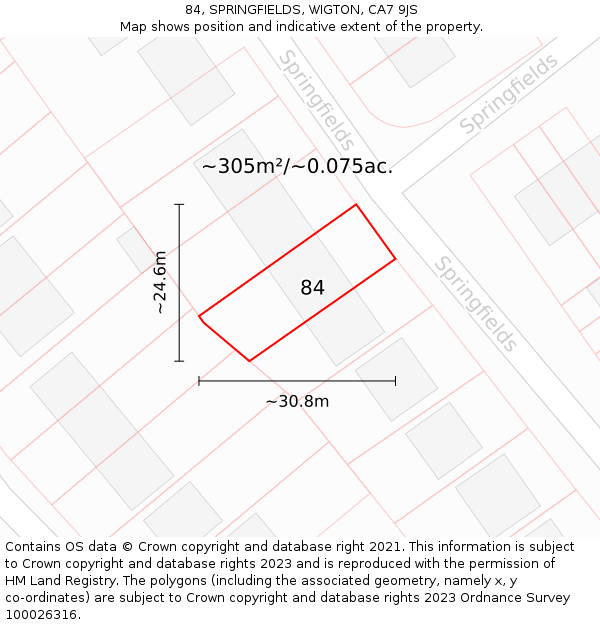 84, SPRINGFIELDS, WIGTON, CA7 9JS: Plot and title map