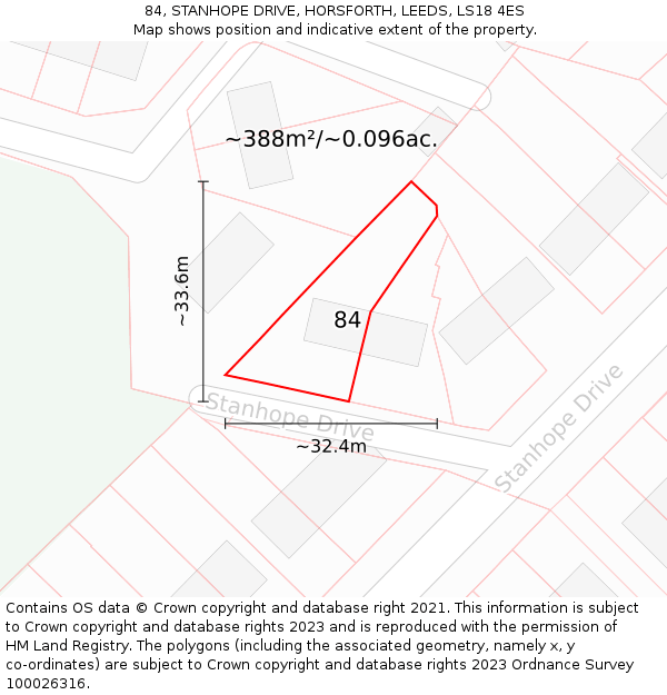84, STANHOPE DRIVE, HORSFORTH, LEEDS, LS18 4ES: Plot and title map