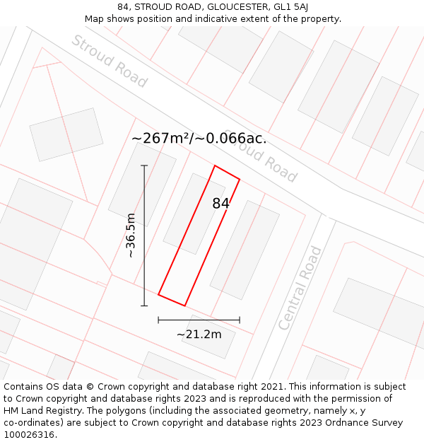 84, STROUD ROAD, GLOUCESTER, GL1 5AJ: Plot and title map